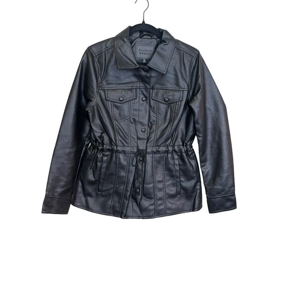 BLANK NYC Black Faux Leather Drawstring Jacket Size Medium NWT BlankNyc - Picture 3 of 8